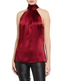 Ramy Brook Lori Tie-Neck Silk Halter Top at Neiman Marcus